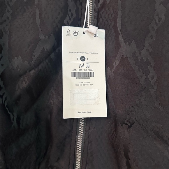 Bershka Black Patterned Bomber Jacket - Picture 3 of 4